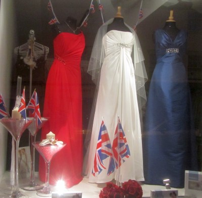 Fantasia Bridal have red white and blue wedding dresses