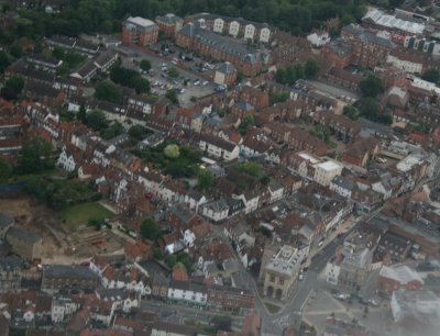 View over Abingdon from Plane window