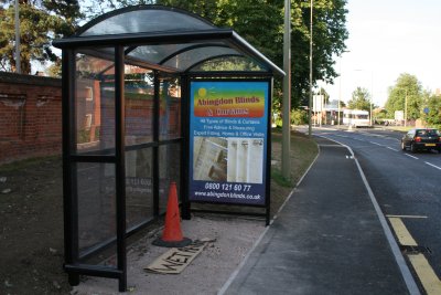 Bus Shelter with Abingdon Blinds Advert