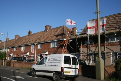 England Flags by houses