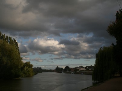 Rainbow and rain shower on Thames